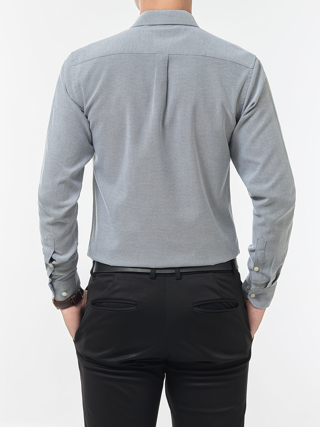Men'S Long Sleeve 60 Oxford Dress Shirt, Casual - Grey