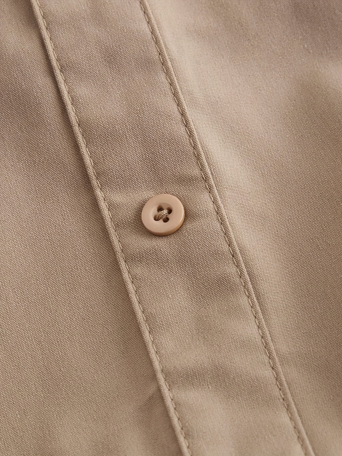 Elegant Long Sleeve Button-Up Dress with Chic Lapel Collar - Polyester, Machine Washable - Perfect for Spring/Fall, Floral, Lady's Dress - Khaki