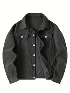 Men's Casual Long-Sleeve Shirt, Autumn/Winter Loose Fit Simple Solid Color Corduroy Layering Flannel Shirt, Vintage Style Top - Grey