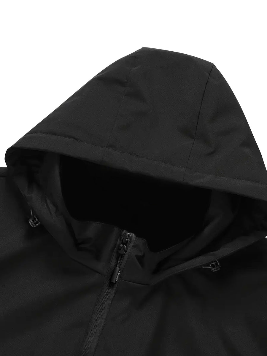 New Arrival Unisex Norwegian Print Windproof Breathable Outdoor Hiking Jacket, Couple's Wear for Outdoor and Home Cold Weather Protection - Black