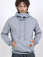 Sports And Fitness Casual Hoodie, European And American Style Autumn/Winter Men'S Hooded Long-Sleeve Fleece Hoodie Outdoor Casual Men'S Face Mask Hoodie Top - Light Grey