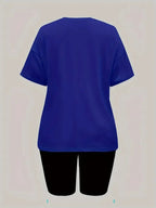 Women'S Disney-Themed T-Shirt Set Featuring a Casual Round Neck And Short Sleeves with a Winnie The Pooh Print, Perfect for Everyday Wear Or As a Gift. Ideal for Daily Outfits, Trendy Casual Wear - Blue