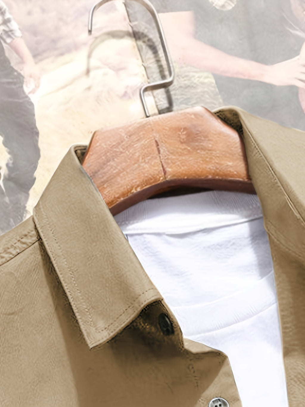 Men'S Long Sleeve Dress Shirt Business Casual Men'S Shirt Jacket Work Outerwear Shoulder Epaulet Jacket Men'S Handsome Youth School Solid Color Coat Comfortable Casual Versatile Tall Slimming Coat Top Thanksgiving Christmas Gift - Khaki