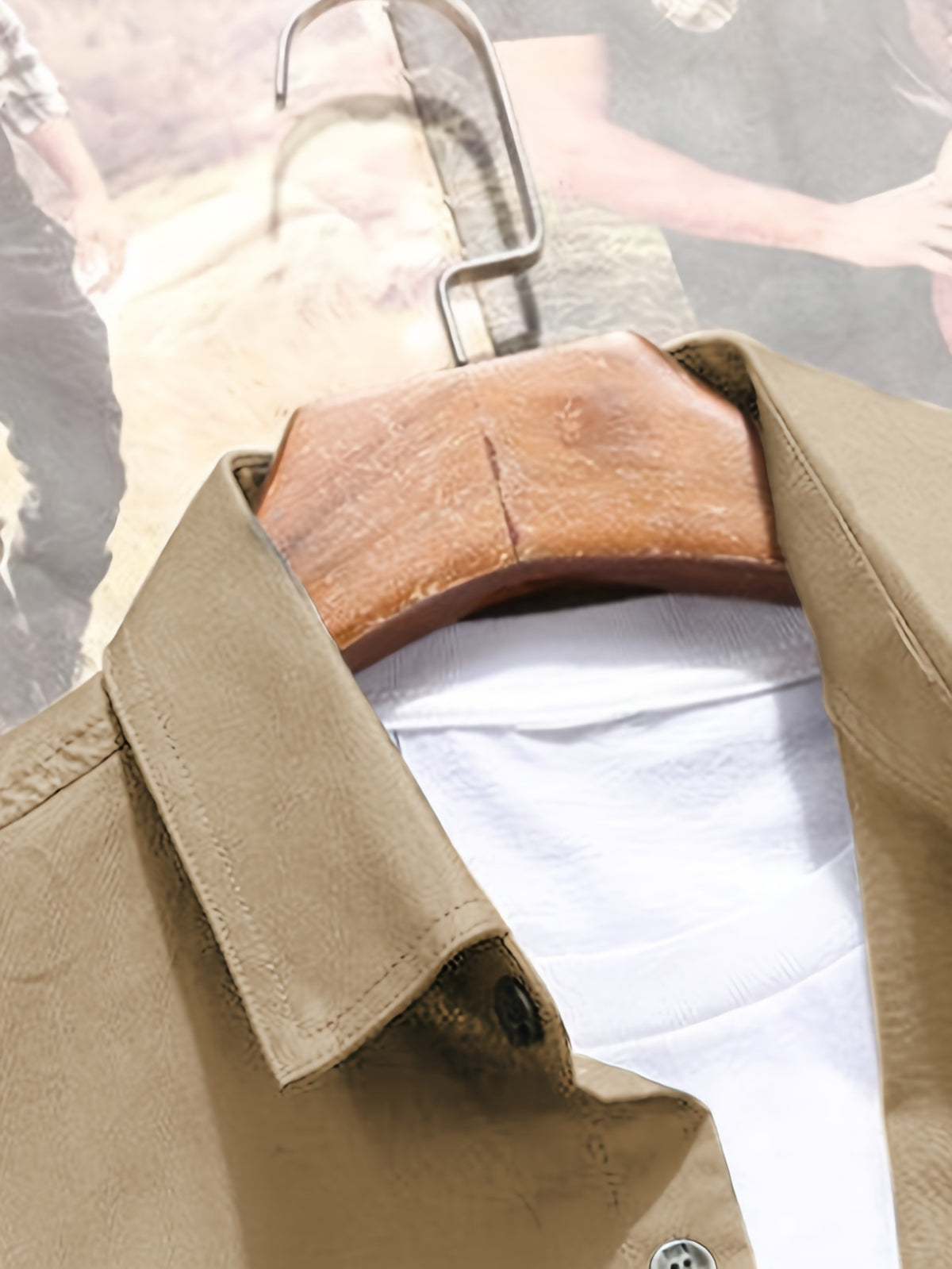 Men'S Long Sleeve Dress Shirt Business Casual Men'S Shirt Jacket Work Outerwear Shoulder Epaulet Jacket Men'S Handsome Youth School Solid Color Coat Comfortable Casual Versatile Tall Slimming Coat Top Thanksgiving Christmas Gift - Khaki