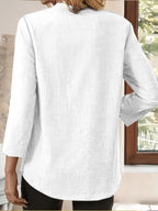 Women'S V-Neck Short Sleeve Shirt, Universal Casual Blouse Top - White