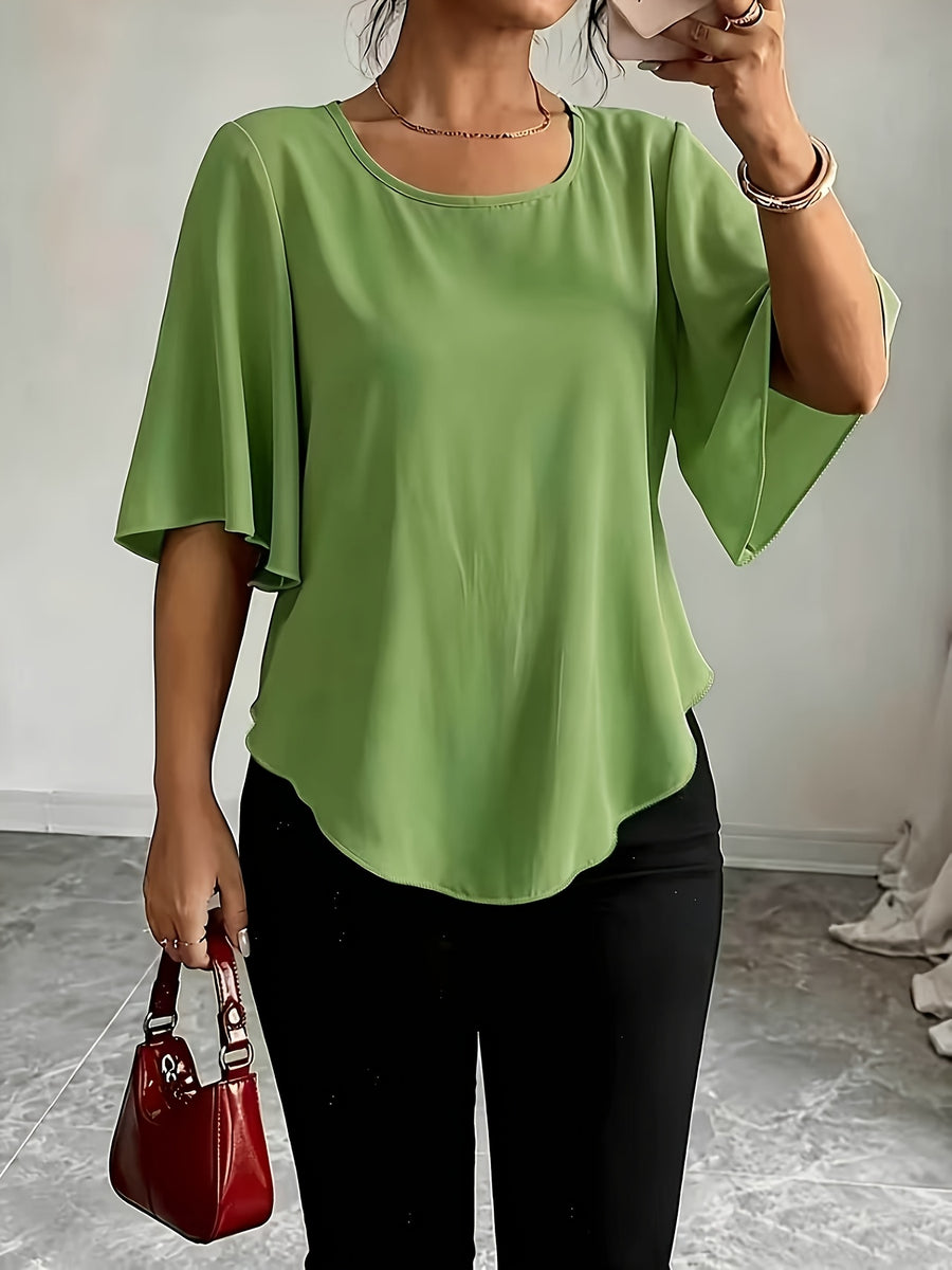 Women's Versatile Solid Color Shirt for Daily Commuting - Green
