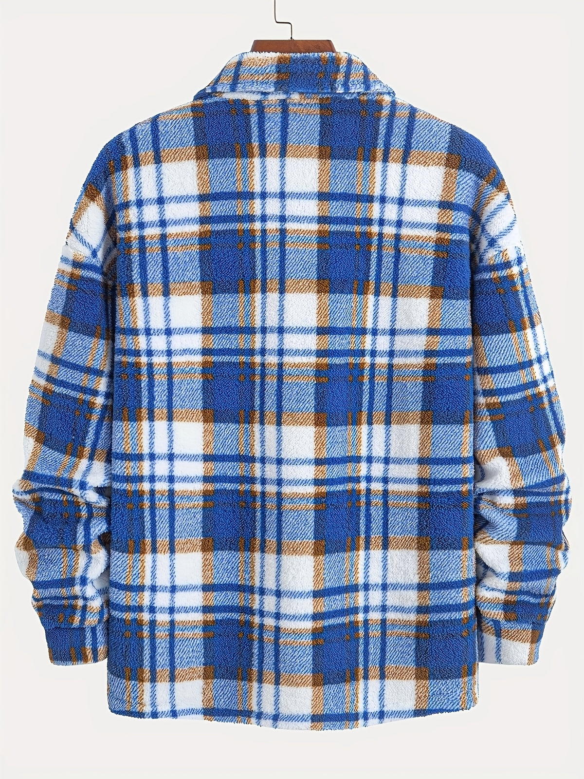 Men'S Fashion Plush Coat, Winter Style Lapel Button-Design Knit Plush Jacket, Suitable for Men'S Casual Wear, Warm Top for Daily Commute, Versatile Outerwear, Men'S Gift - Blue