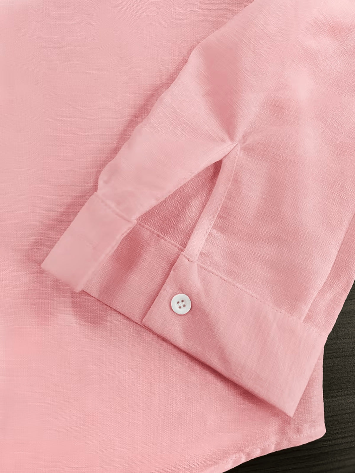 Men's New Faux Stand Collar Button-Up Shirt - Artistic, Understated, Stylish, Versatile, Relaxed Textured Trendy Loose Fit - Soft Daily Shirt Suitable for Formal and Casual Wear at the Beach, on Vacation, and in the Office - Machine Washable - pink