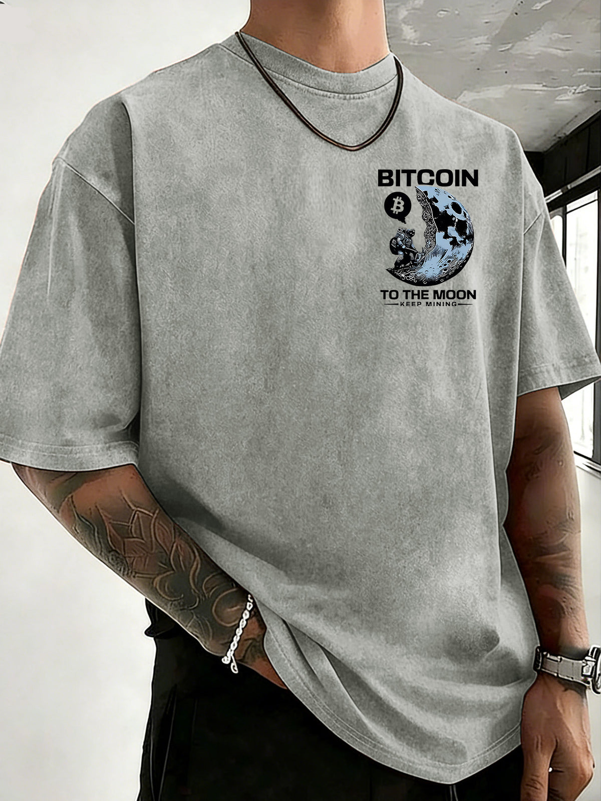Vintage Distressed Mineral Washed T-Shirt for Young Adults, Street Style Loose-Fit Pure  Short Sleeve Top, Fashionable Outdoor and Daily Wear - Grey