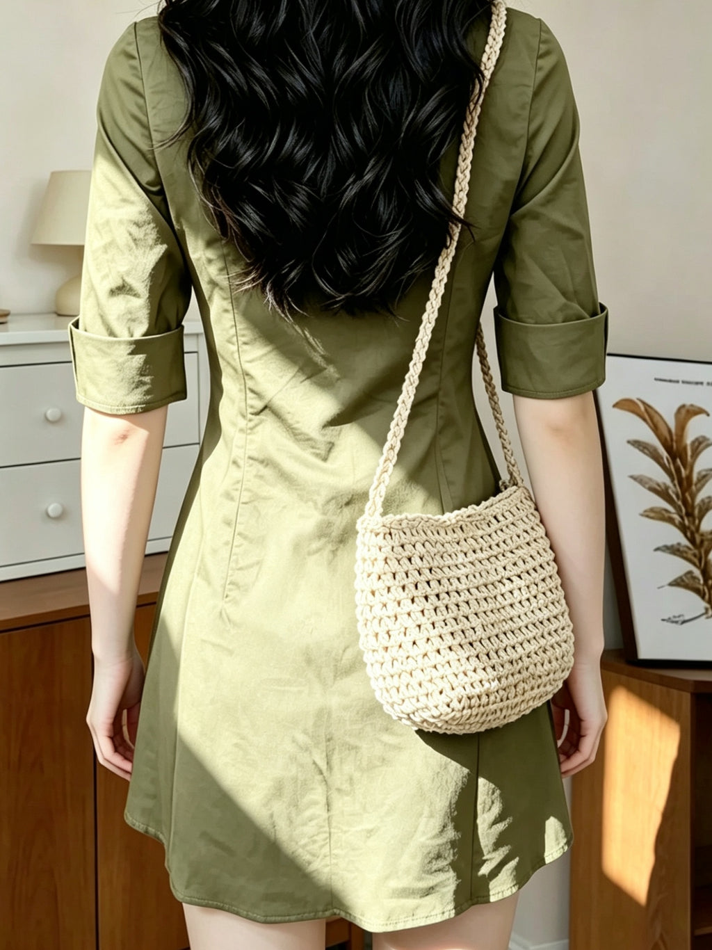 Waist- And Single-Breasted Solid Color Shirt Dress, Suitable for Dating And Commuting - Yellow-green