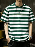 Simple Letter Print Fashion Men's Short Sleeve - Green And White
