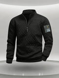 Pearson OBM Men's Long Sleeve Henley Shirt - Larsen, Machine Washable, Relaxed Sportswear - with Zipper, Elastic Cuffs, Machine Washable, Spring/Autumn Block - Black