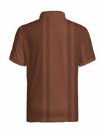 [Printed Design - Not Textured] Men'S Short Sleeve Zip Polo Shirt, Brown Geometric Dot Vertical Stripe, Digital Print, Zip Placket Polo Collar, Regular Fit, Polyester, Casual, for Daily Commuting And Weekend Leisure, Summer - Mixed colors