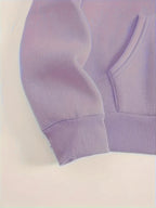 Hoodie Set with Black Triangle Pattern Letter Print Standard Round Neck - Purple