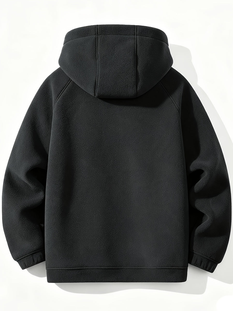 Men'S Jacket Unisex Fashion Street Coat, Suitable for Spring, Autumn, And Winter with Multiple Pockets And Fleece Lining. Pair with Faux Denim And Basic T-Shirt for Casual Look, Thick Winter Clothes for Men - Black