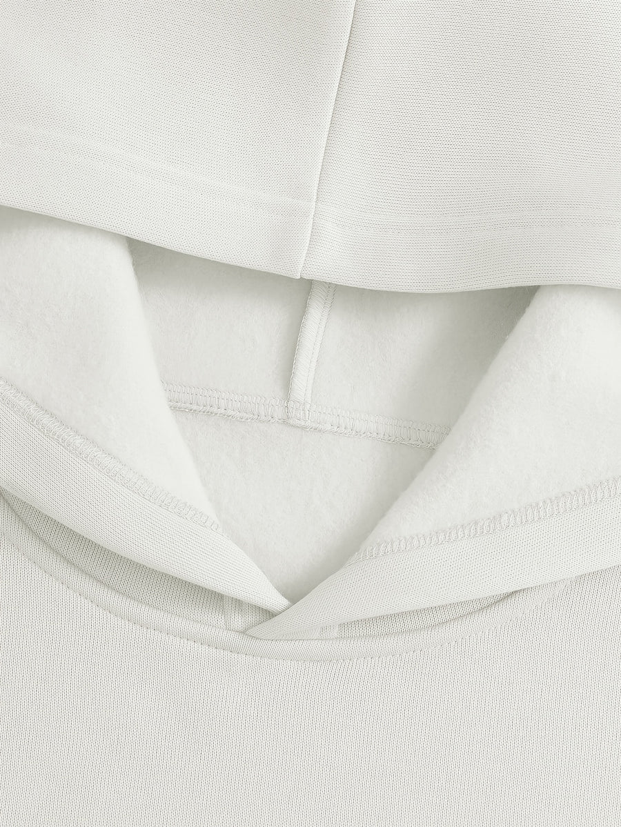1pc Fashionable Women'S Spring Autumn Fleece Oversized Hooded Sweatshirt - Korean Niche Easy Age-Reducing Versatile Casual Trendy Preppy Style Letter Pattern Printed Top - White