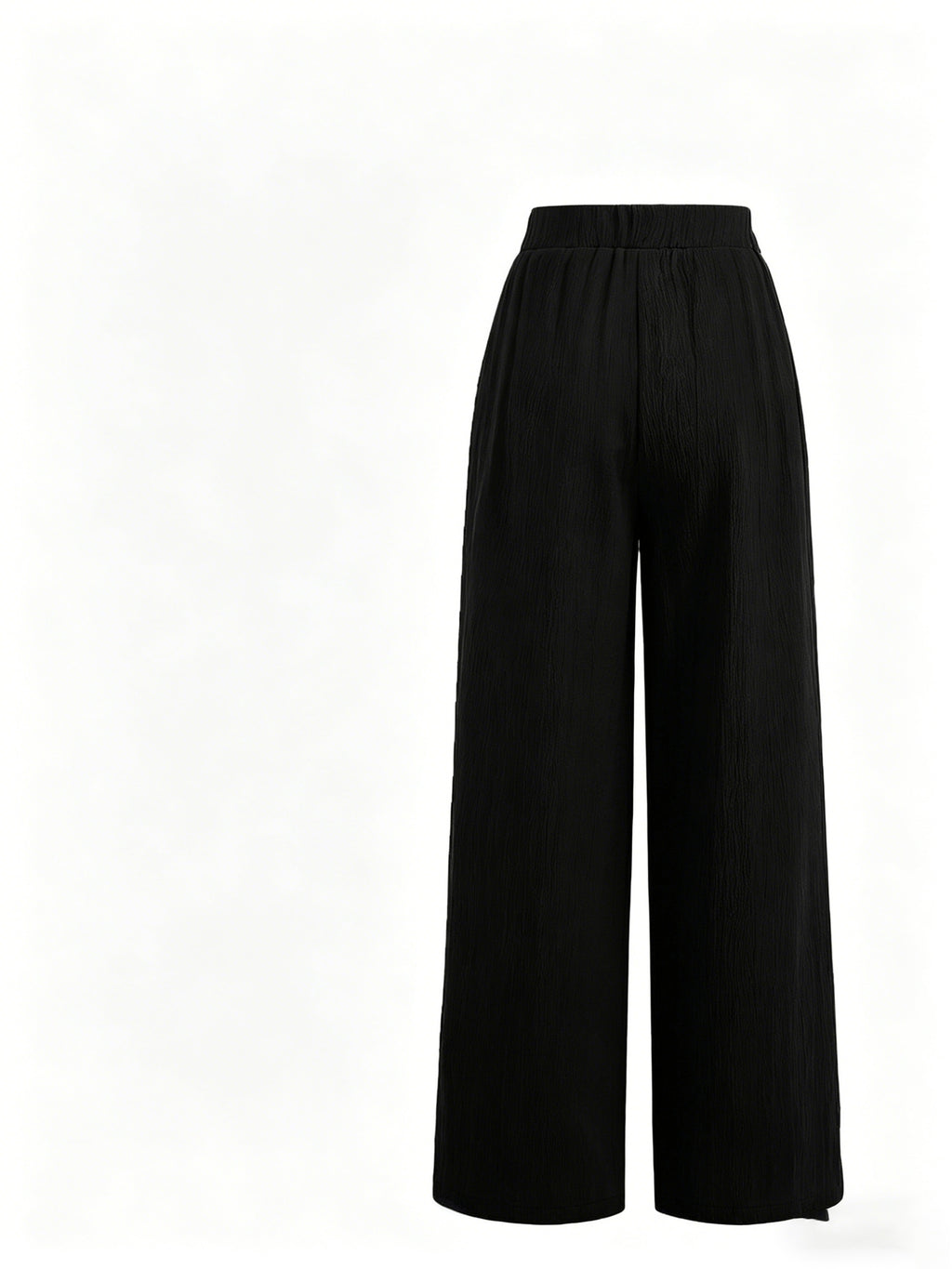 Summer High-Waisted Wide-Leg Pants for Women, High-Quality Draped Loose Straight-Leg Trousers, Casual Pants, Thin Style + Talan - Black