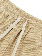 Trendy Fashion Corduroy Straight-Leg Women'S Pants, Elastic Waist with Adjustable Drawstring, Lightweight And Breathable, Suitable for Casual Wear, Outdoor, Outings, Office, Dates, Lunchtime Leisure - Khaki