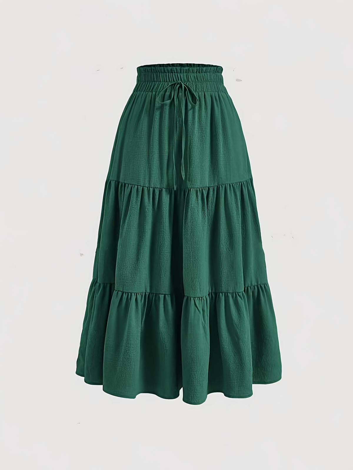 Elegant Special Women's Minimalist Solid Color Layered Skirt - Green