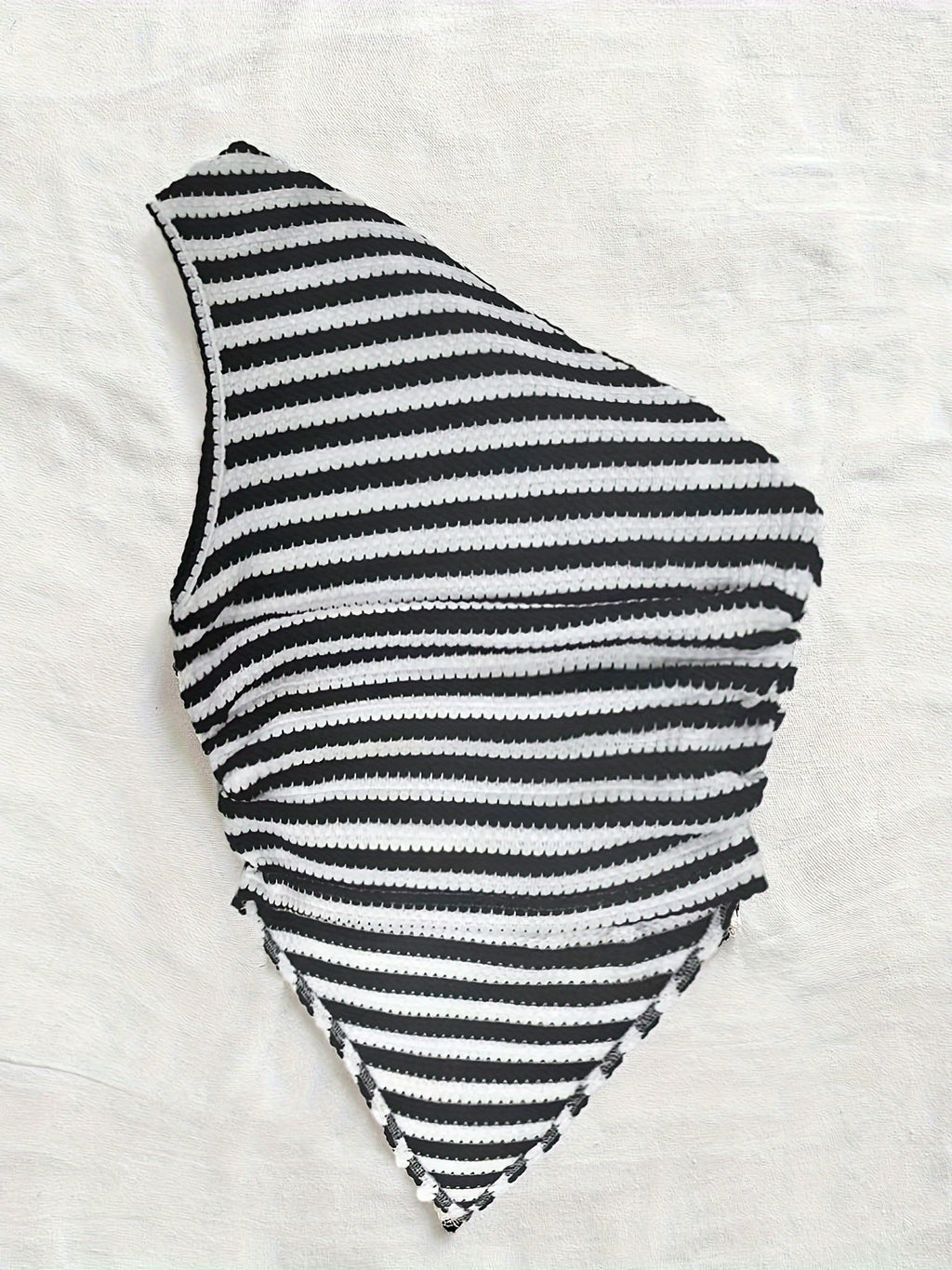 Off-The-Shoulder Striped Temperament Women'S Top - Black And White
