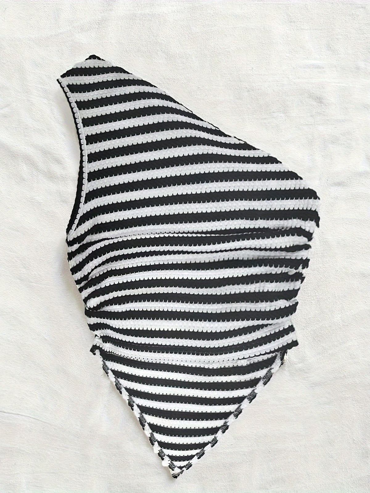 Off-The-Shoulder Striped Temperament Women'S Top - Black And White