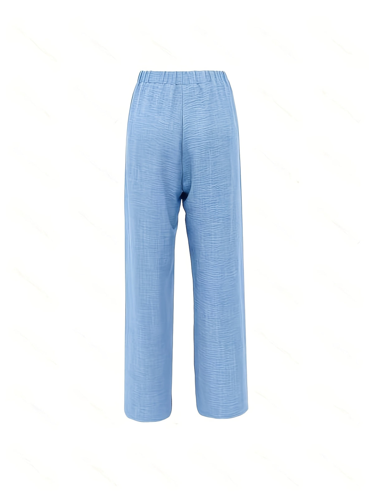 Spring-Summer Solid Color Fashion Casual Side Seam Lace Pants - Light Blue