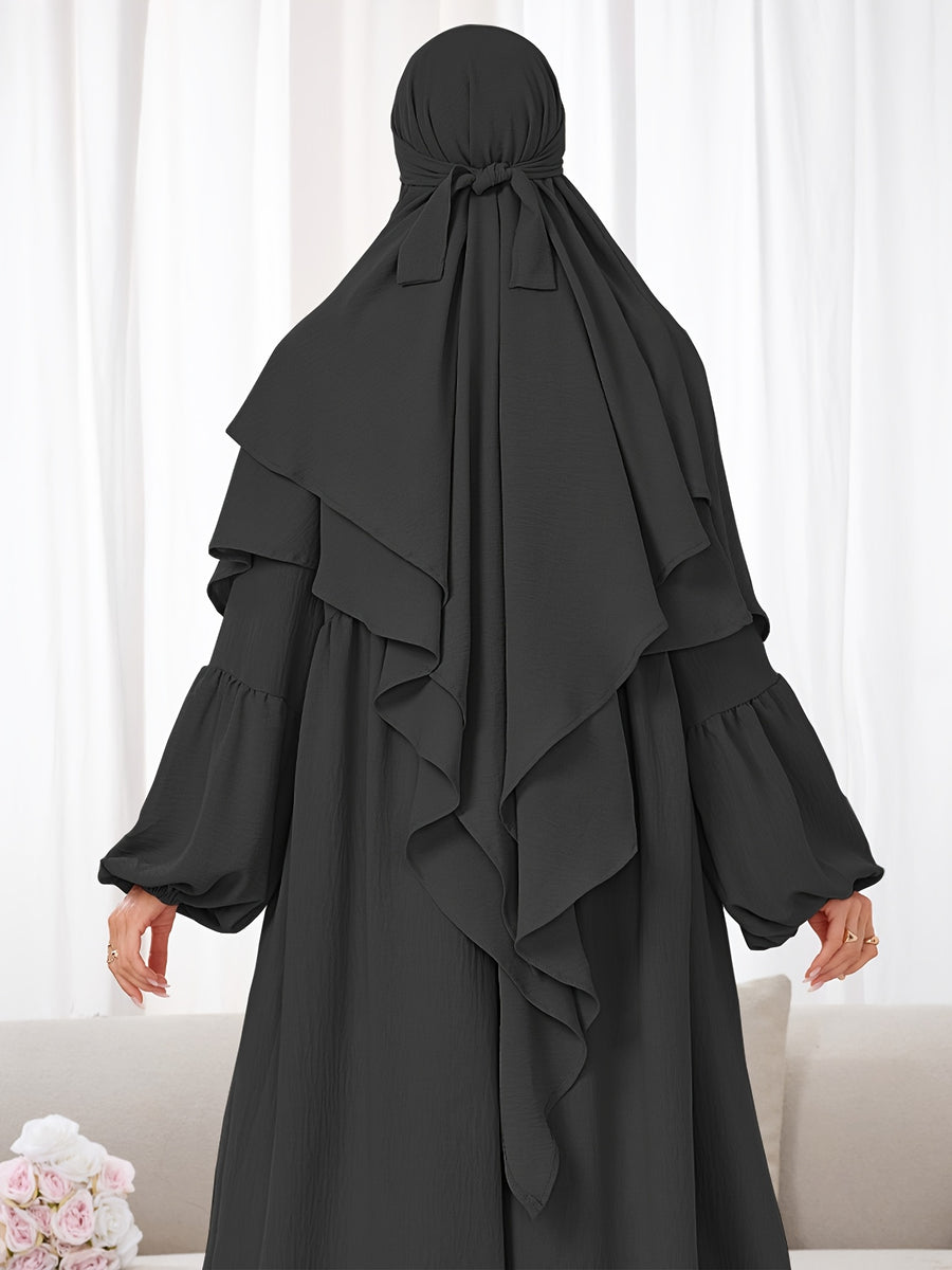 1pc (No Include Clothing) Kimmar Double-Layer Kimmar Shawl Headscarf Fashion Classic Versatile Kimmar, Suitable for Women'S Daily Wear - Black