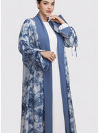 ZD1026050 Vintage Tie-Dye Blue Patchwork Robe, Niche Design, Formal Evening Wear, Elegant Choice for High-End Social Occasions, Luxurious Texture Muslim - Blue