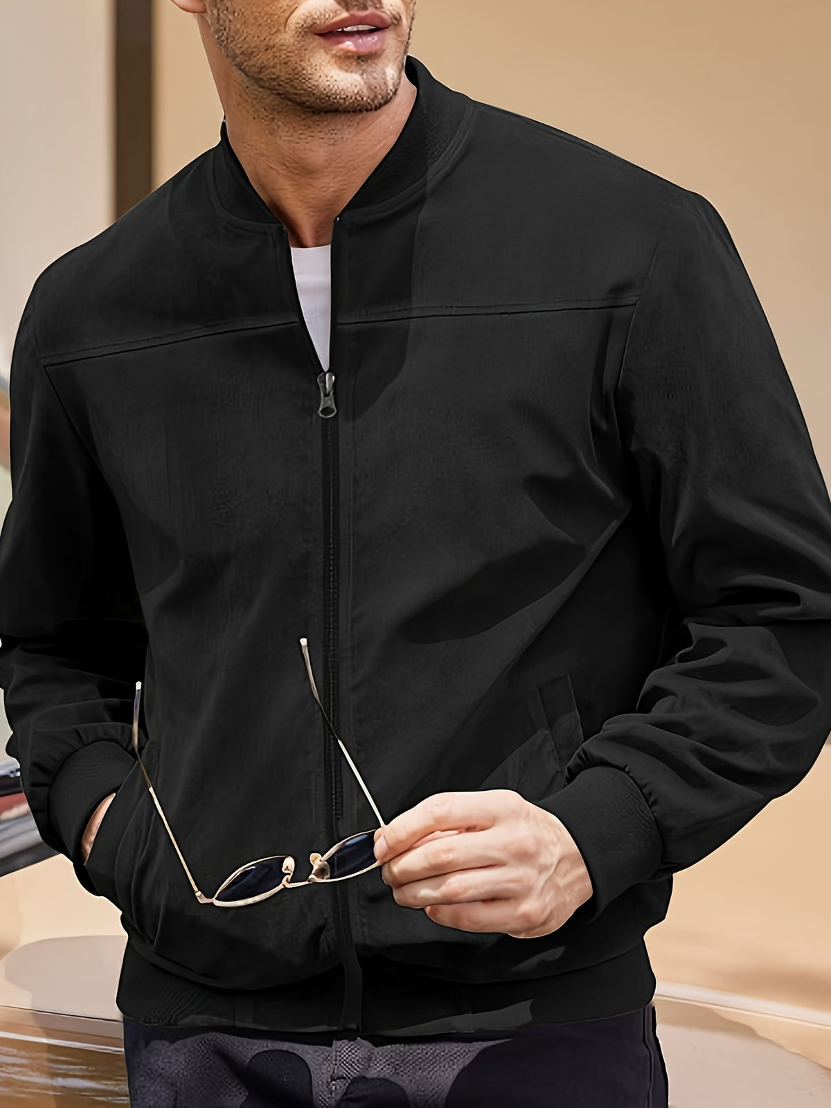 Multi-color Suede Jacket for Spring and Autumn - Black