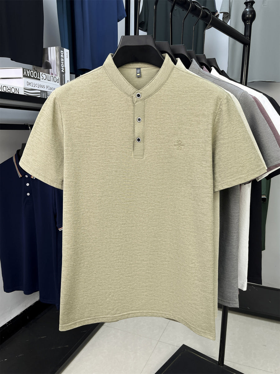 [Pearson OBM] Men'S T-Shirt New Short Sleeve Polo Shirt Stand-Up Collar Easy Business Casual Premium Top Dongli - fern green