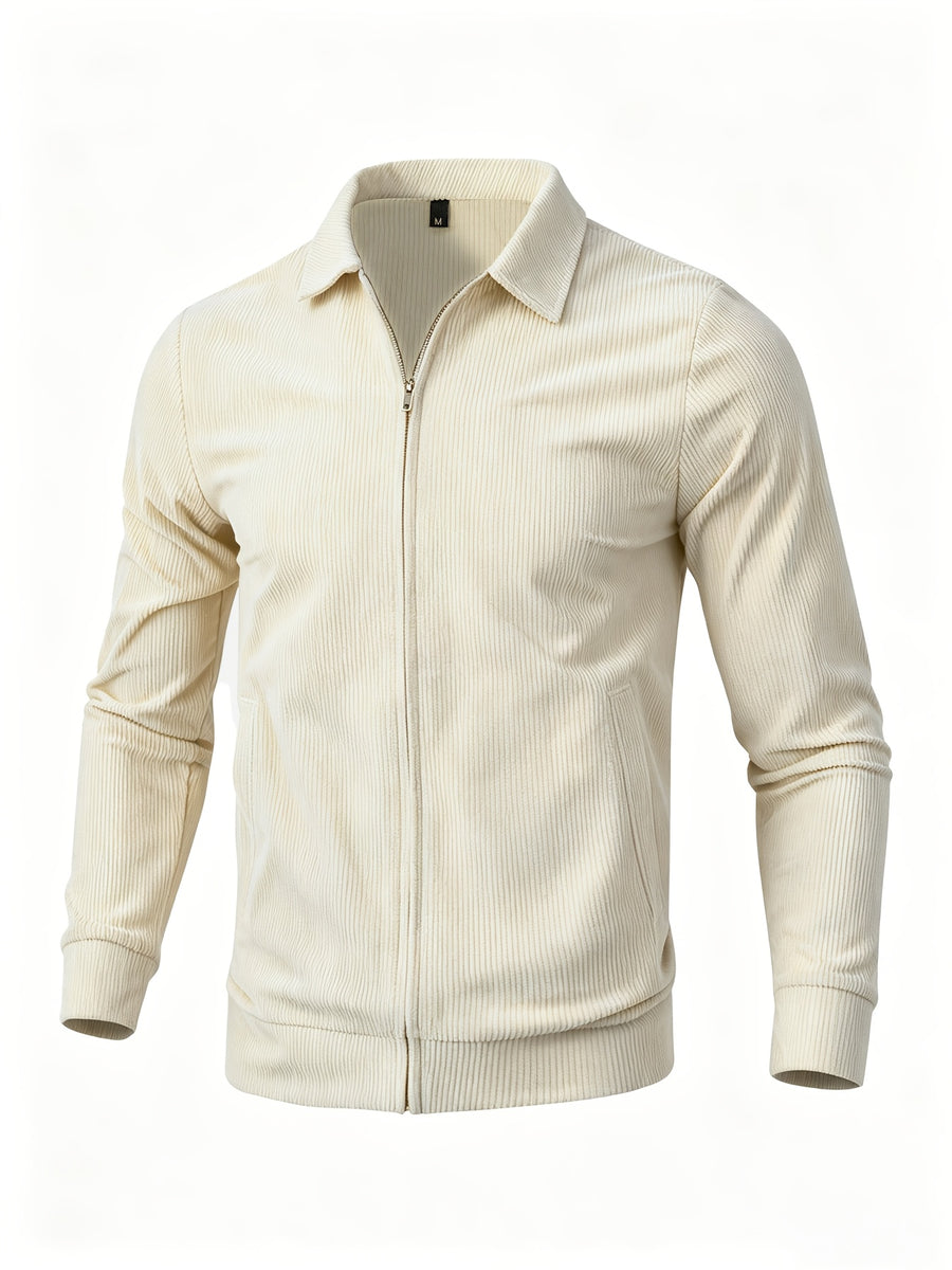 [Pearson OBM] Spring/Autumn New Men'S Solid Color Fashion Corduroy Jacket, Suitable for Outdoor Leisure Activities And Daily Work Commute - Off-white