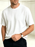 2026 Summer New Textured Breathable Quick-Dry Basic Short Sleeve T-Shirt, Old Money Style Business Casual Tee for Daily Commute, Sweat-Wicking Versatile Easy Top Available in Multiple Colors - White