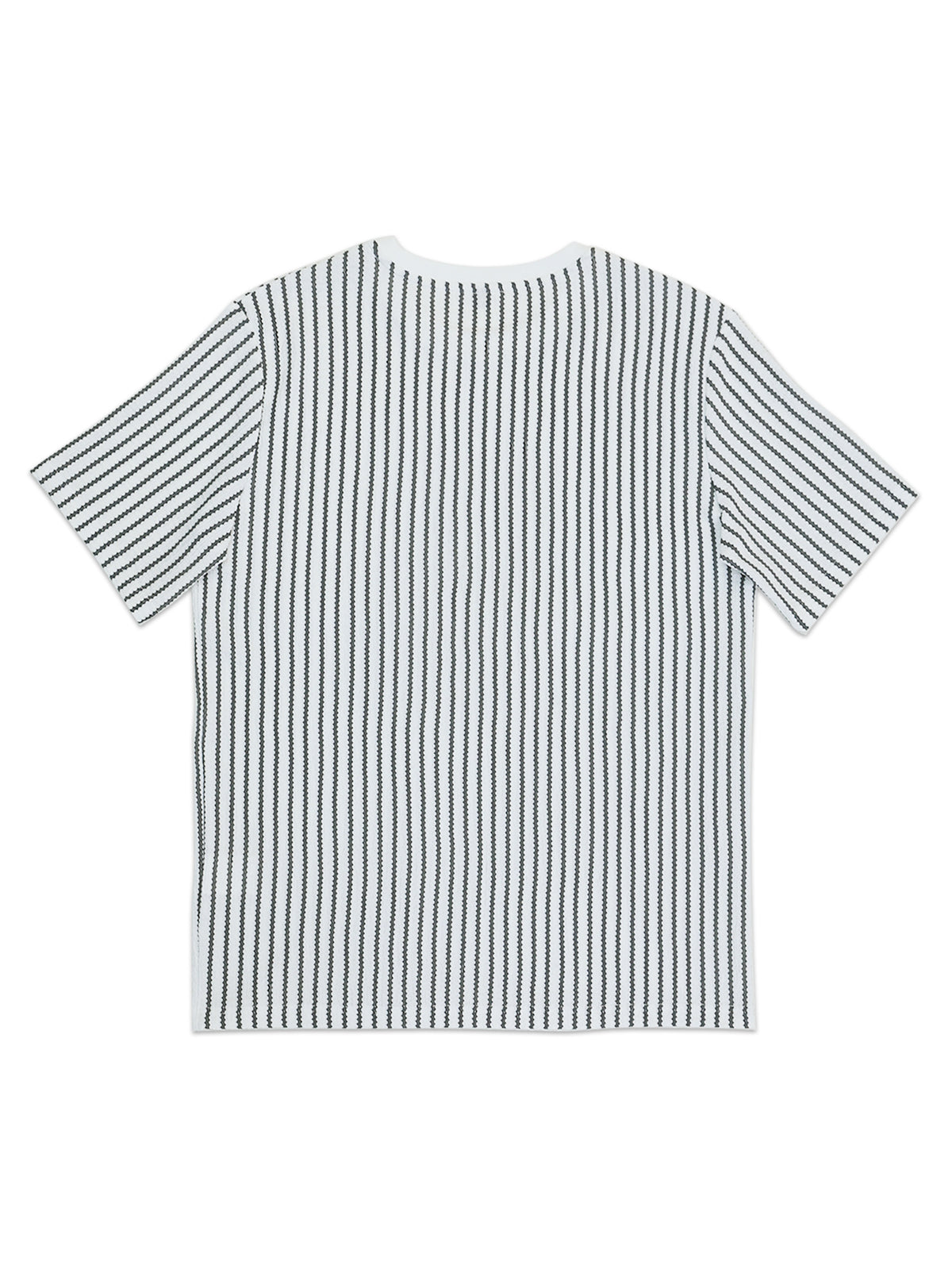 Men'S Casual Comfortable Round Neck Retro Striped Short Sleeve T-Shirt, Fresh Outfit Essential, Premium And Easy, Not Easy 2HLT26, All Season, Pockets, Regular Fit, Multicolor - White Bar