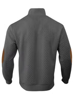 5pcs Set Men's Textured Jacquard Knit Vintage Casual Button-Up Stand Collar Long Sleeve Top, Versatile Basic Solid Color for Autumn/Winter Outings and Home Wear - Dark Gray 5