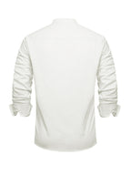 Men'S Casual Romantic Vacation Henley Shirt Long Sleeve Top - White