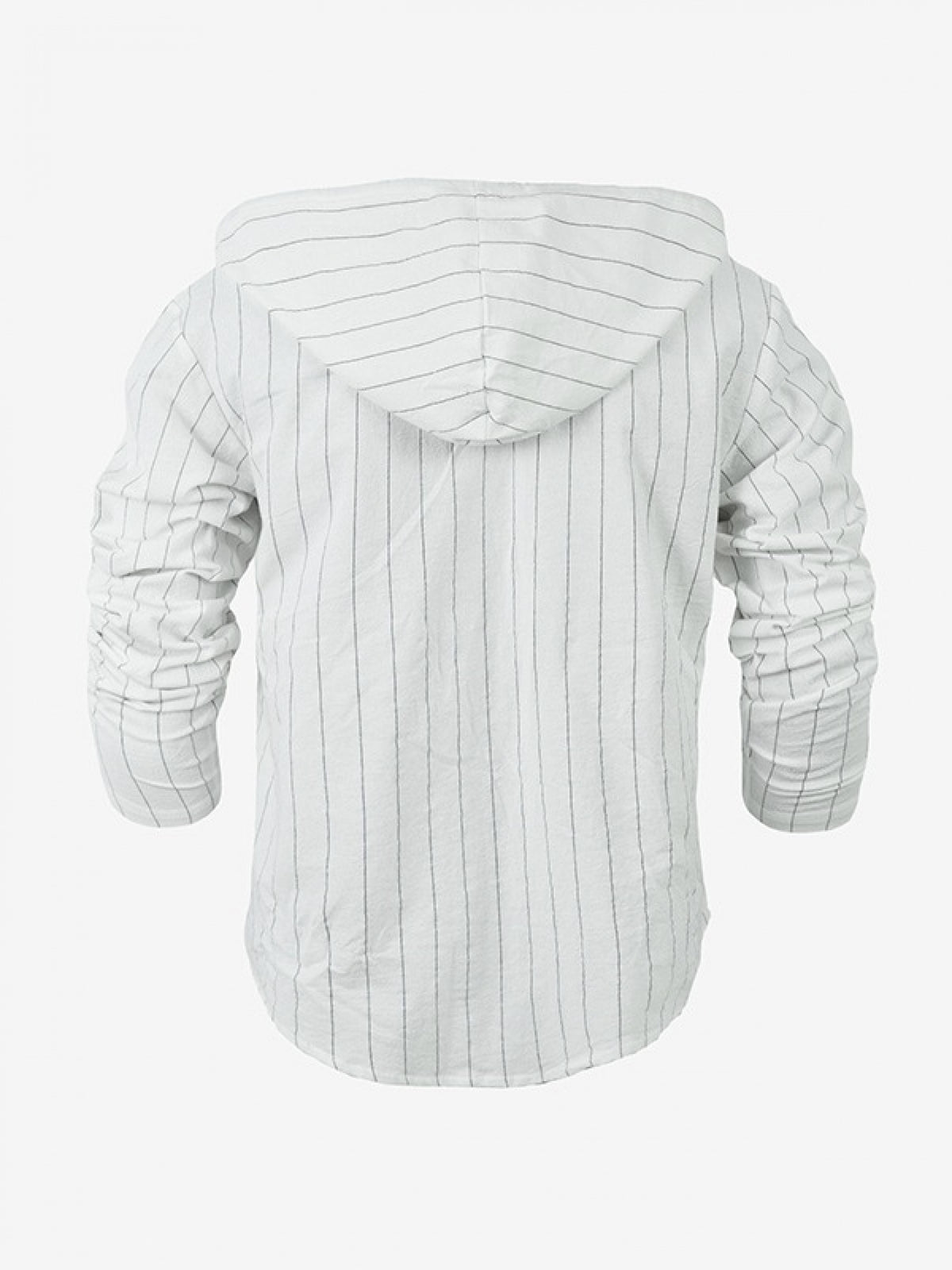 Men's Spring/Autumn Linen Casual Hooded Shirt, American-Style Loose Fit, Effortlessly Stylish, Long-Sleeve Cardigan Design for Easy On/Off, Linen Fabric Is Dry and Breathable, Versatile and Trendy Men's Apparel for Beach Outings - White