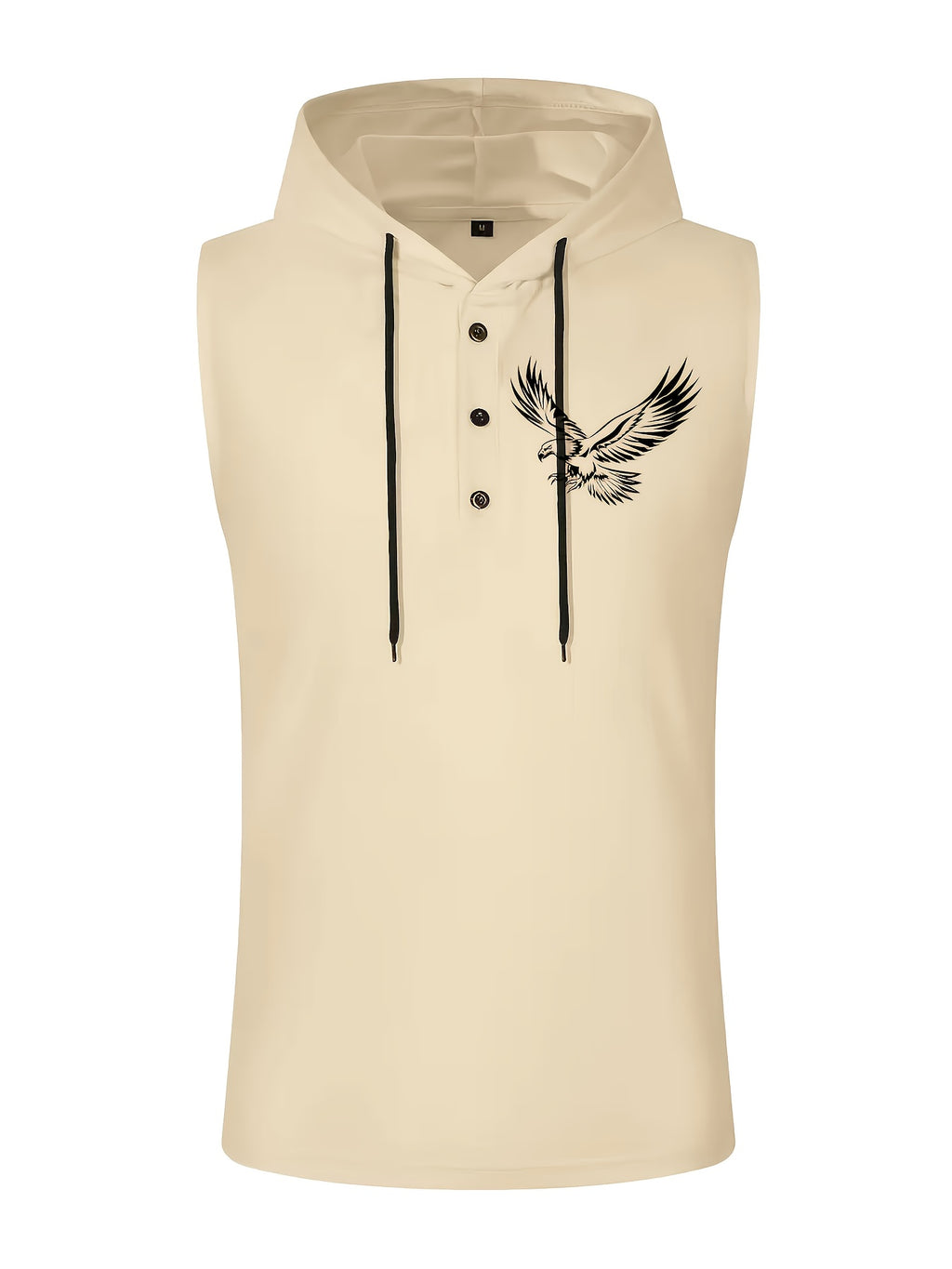 Men's Quick-Dry Athletic Hoodie - Sleeveless Gym Shirt, Breathable Workout Top for Running, Outdoor Sports - Lightweight Moisture-Wicking Activewear (Machine Washable), Running Shirt, Casual Sportswear, Tropical Print, Durable Construction, Performance - Khaki