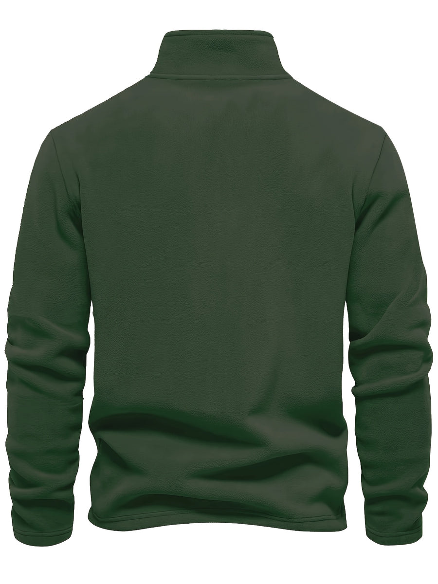 Men'S Fleece Half-Zip Sweatshirt 5pcs Set Autumn Winter Comfortable Warm Casual All-Match Style - Mint Green + Dark Green + Slate Blue + Black + Gray