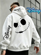Disney Authorization, Multi-color Hooded Sweater in Fashion Trend, Christmas Night Horror Jack Skull Pattern Printing, Fall Winter Men Loose Long-sleeved Hoodie, Best Choice for Couples, Street Tide Brand Must-wear for Daily Outing - White
