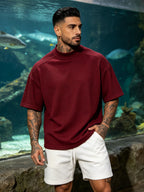 2pcs Men's Short-Sleeve T-Shirt, Loose Fit with Drop Shoulders, Trendy, Soft, Skin-Friendly, Refreshing, Durable, Casual, Lightweight, Versatile for Sports, Spring/Summer Streetwear, Commuting, Daily Essentials - Mix color 5