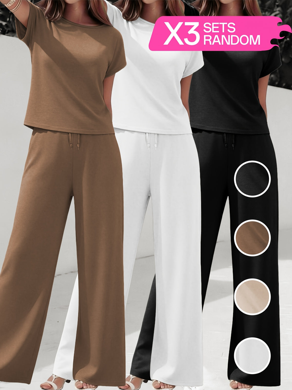Random 3 Sets of Women'S Athletic Casual Outfits - 3-piece set, random
