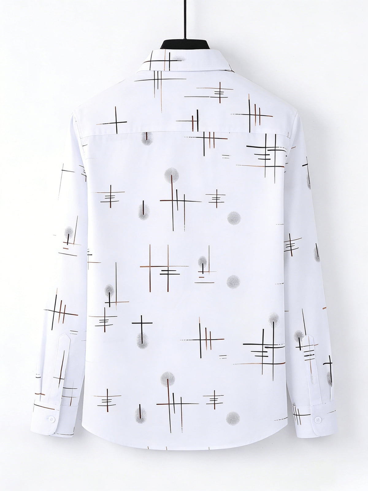 Men'S Long-Sleeve Shirt with Bronzing Print, Business Casual Wrinkle-Resistant Shirt, Light Luxury Versatile Top for Middle-Aged And Young Men - White