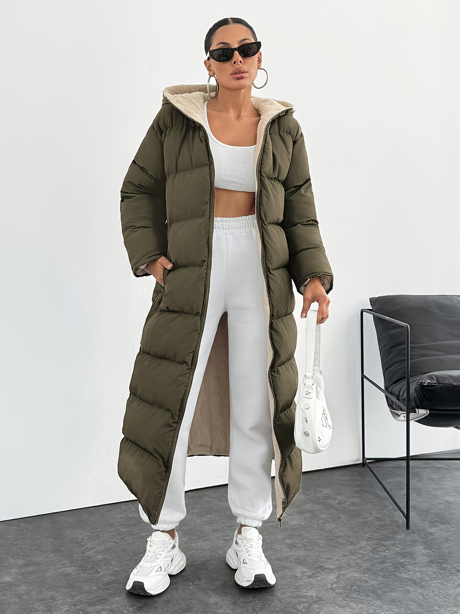 Fashionable and Elegant Thick Coat - Olive Green
