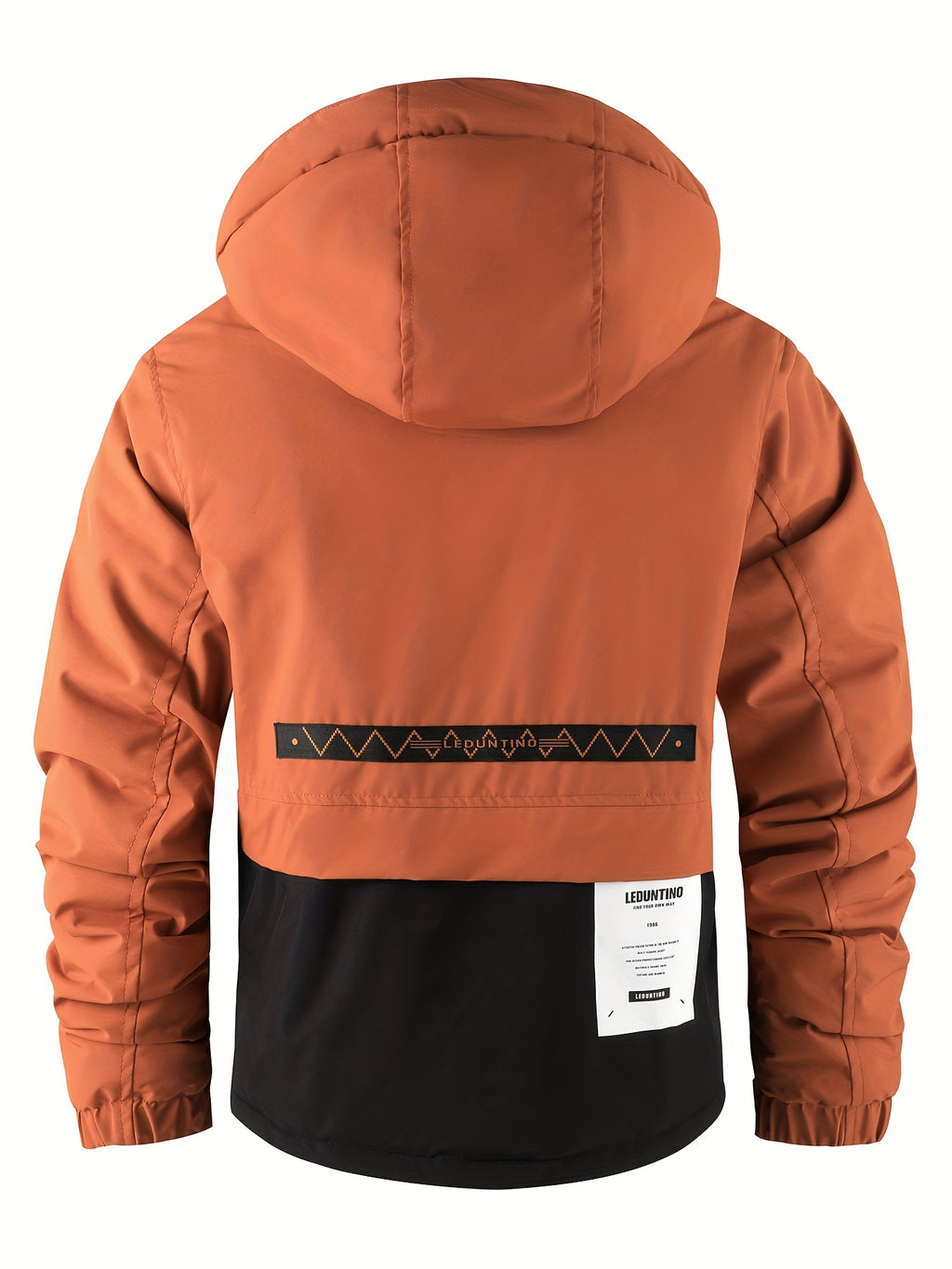 Men'S Autumn New Hooded Warm Coat | Casual Multi-Pocket Work Jacket with Detachable Hood And Zipper, Fiber, Regular Fit, Thick - Brick Red