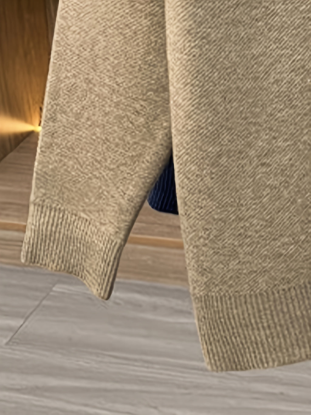 Men's Thickened Lapel Half-Zip Pullover Long-Sleeve Sweater with Ribbed Cuffs and Hem, Autumn/Winter Style, Suitable for Layering or Wearing Alone, Business Casual Style - Camel