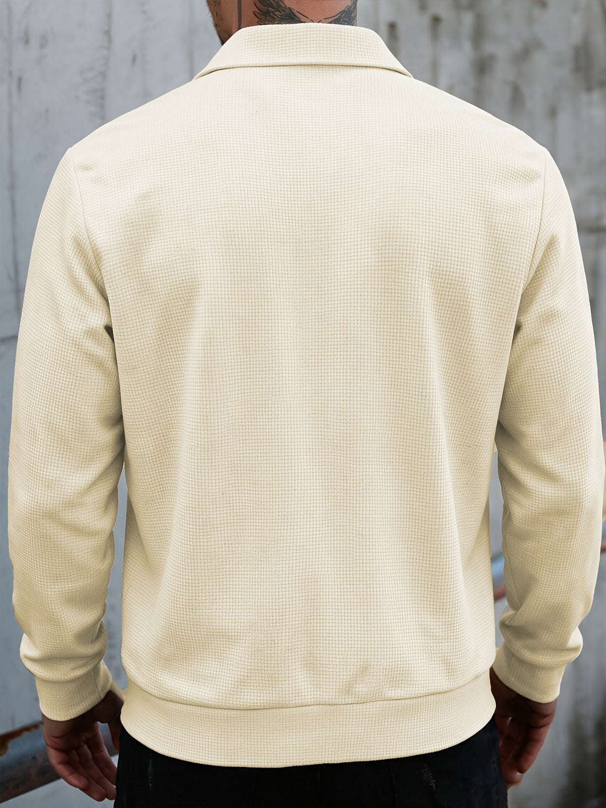 Men's Waffle Check Lapel Shirt-Style Jacket, Lightly Mature Minimalist Style, Checkered Waffle Fabric, Single-Breasted Closure, Side Seam Pockets, Versatile Casual Top Jacket for Men's Spring/Autumn Shopping and Dating Winter Clothes for Men - Khaki