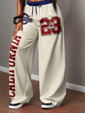 Women'S Casual Cross Letter Print Pants, Suitable for Women, Summer Solstice - Multicolor