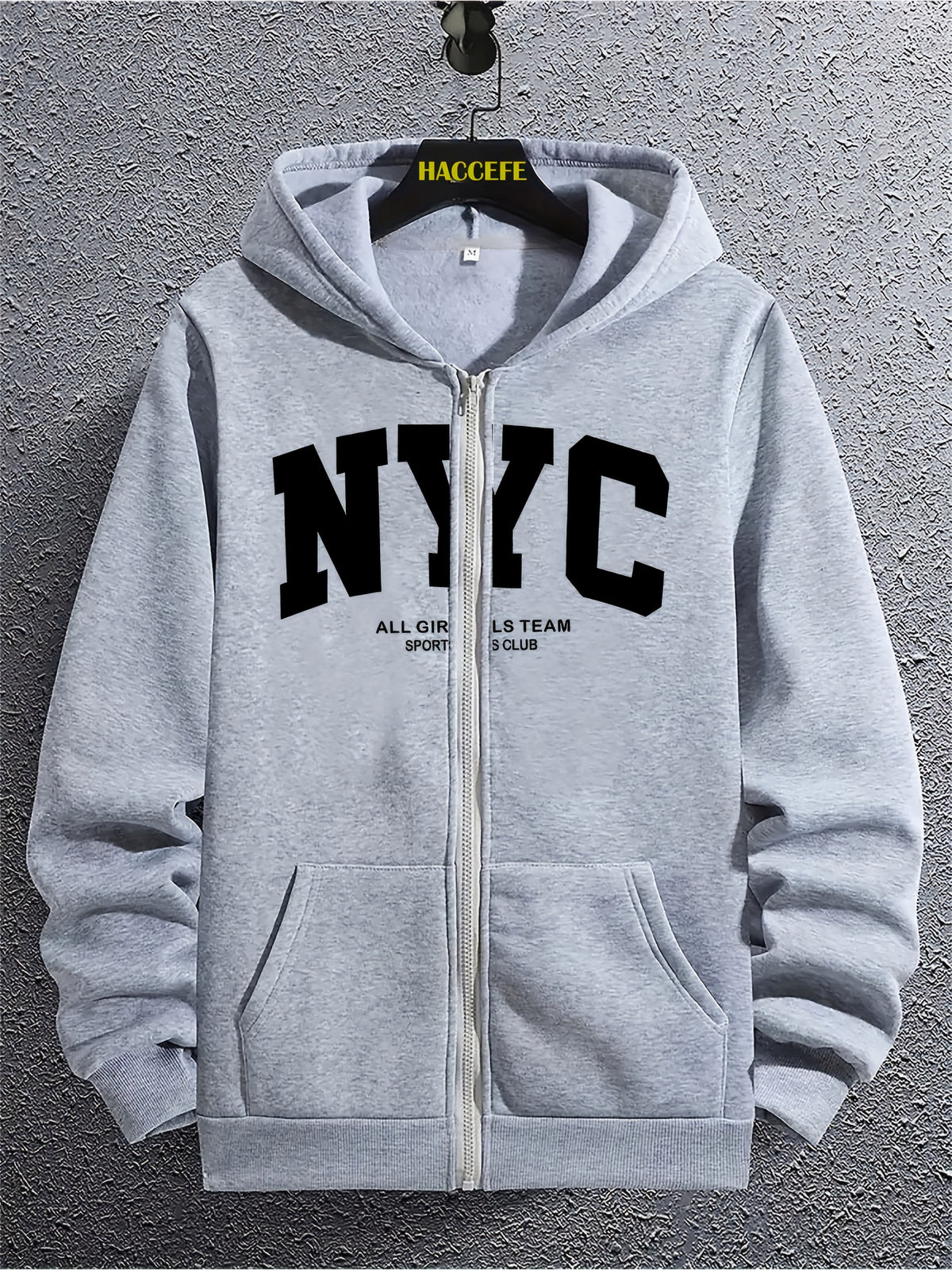 Fresh and Comfortable Pattern Men's Long Sleeve -Lined Zip-Up Jacket - Trendy Letter Print, Lightweight and Breathable, Perfect for Daily Wear and Sports, Suitable for Various Occasions, Showcase Your Fashion Sense and Vitality, a Must-Have Item! - Light Grey