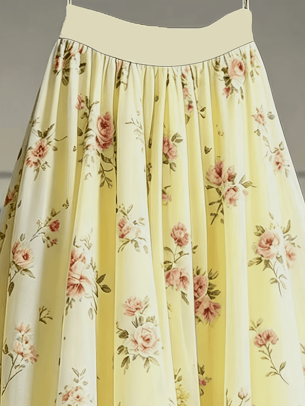 Women'S Spring Summer New Elegant Floral Print Mesh Half Skirt, Suitable for Parties, Vacations, And Dates - 【Light Yellow】