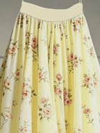 Women'S Spring Summer New Elegant Floral Print Mesh Half Skirt, Suitable for Parties, Vacations, And Dates - 【Light Yellow】